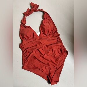 Red Halter One-Piece Swimsuit